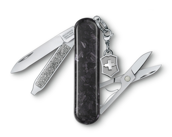 Нож перочинный Victorinox Classic Brilliant Carbon (0.6221.90) 58мм 5функц. черный/серебристый подар.коробка