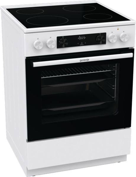 Плита Электрическая Gorenje GEC6C40WD белый стеклокерамика (без крышки)