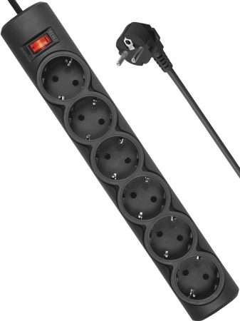 Сетевой фильтр Defender DFS 153 3м (6 розеток) черный (коробка)