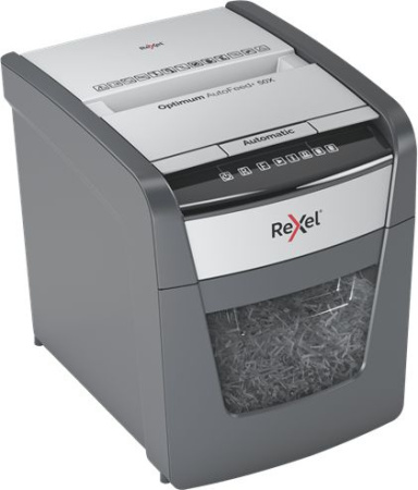 Шредер Rexel Optimum AutoFeed 50X черный с автоподачей (секр.P-4) фрагменты 50лист. 20лтр. скрепки скобы пл.карты