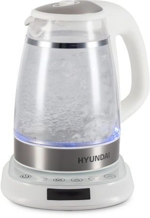 Чайник Hyundai HYK-G5507 1.7л. 2200Вт белый/серебристый (стекло)