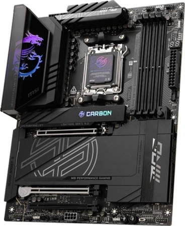 Материнская плата MSI MPG X870E CARBON WIFI SocketAM5 AMD X870 4xDDR5 ATX AC`97 8ch(7.1) 5Gigabit + 2.5Gigabit Ethernet RAID+HDMI
