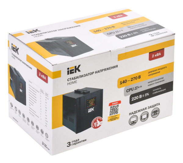 Стабилизатор напряжения IEK Home 2кВА однофазный черный (IVS20-1-02000)