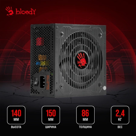 Блок питания Bloody ATX 850W BD-PS850G 80+ gold (20+4pin) APFC 120mm fan 12xSATA Cab Manag RTL