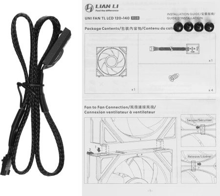 Вентилятор Lian-Li Uni Fan TL 140 LCD 7-pin 28.5dB LED Ret