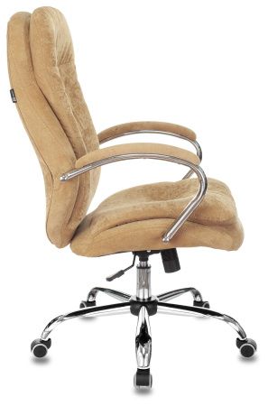 Кресло руководителя Бюрократ T-9950SL Fabric горчичный Velvet 73 крестов. металл хром