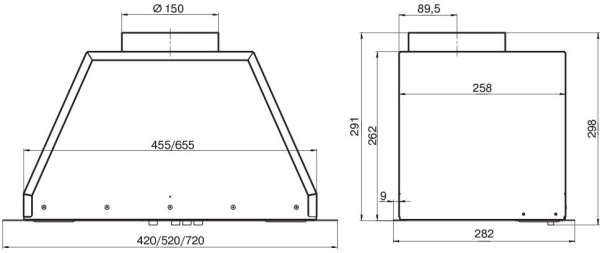 Вытяжка встраиваемая Elikor Flat 52П-650-К3Д черный управление: кнопочное (1 мотор)