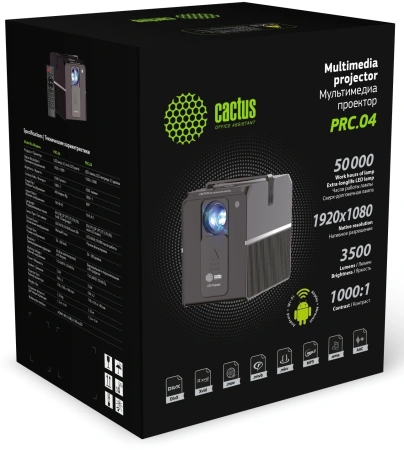 Проектор Cactus CS-PRC.04B.Full HD-A LCD 3500Lm LS 240Lm ANSI (1920x1080) 1000:1 ресурс лампы:50000часов 1xUSB typeA 1xHDMI 1.35кг