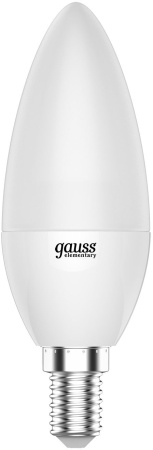 Лампа светодиодная Gauss Elementary 6Вт цок.:E14 свеча 220B 3000K св.свеч.бел.теп. C37 (упак.:10шт) (33116)