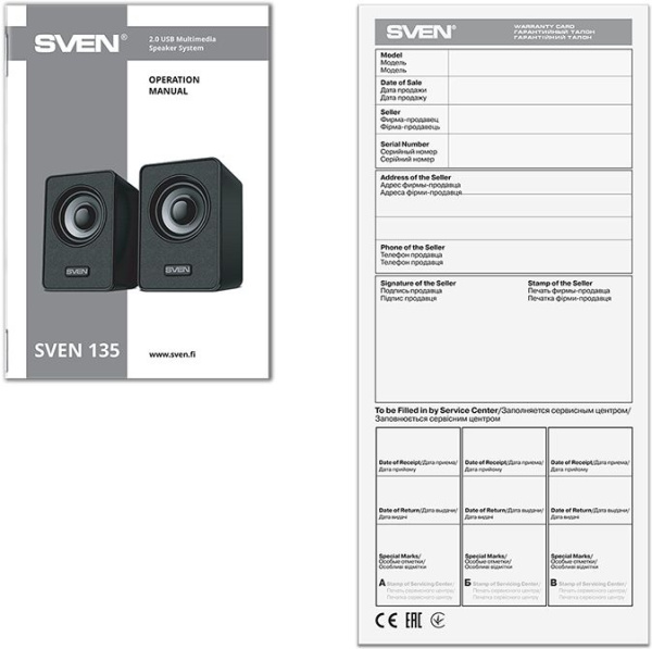 Колонки Sven 135 2.0 черный 6Вт портативные