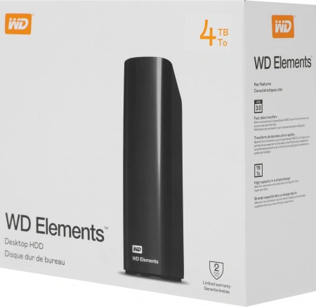 Жесткий диск WD USB 3.0 4Tb WDBWLG0040HBK-EESN Elements Desktop 3.5" черный