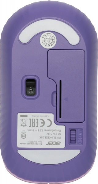 Мышь Acer OMR205 фиолетовый оптическая 1200dpi беспров. USB для ноутбука 3but (ZL.MCEEE.02K)