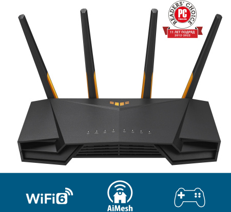Роутер беспроводной Asus TUF-AX3000 AX3000 10/100/1000BASE-TX/4G ready черный