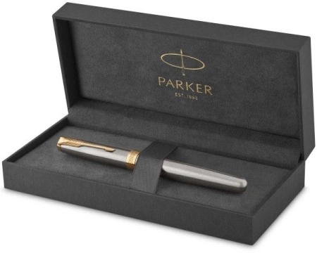 Ручка перьев. Parker Sonnet Core F527 (CW1931504) Stainless Steel GT F сталь нержавеющая подар.кор.