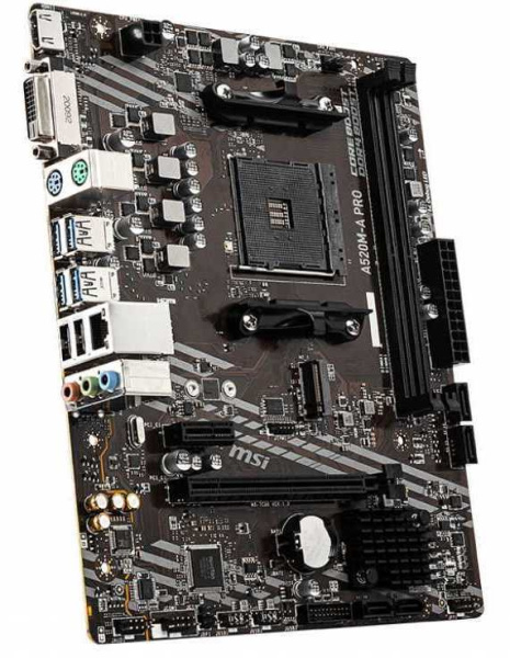 Материнская плата MSI A520M-A PRO Soc-AM4 AMD A520 2xDDR4 mATX AC`97 8ch(7.1) GbLAN RAID+DVI+HDMI