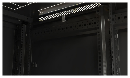 Шкаф коммутационный Hyperline (TTB-2266-AS-RAL9004) напольный 22U 600x600мм пер.дв.стекл задн.дв.спл.стал.лист 2 бок.пан. 800кг черный 510мм 1166мм IP20 сталь