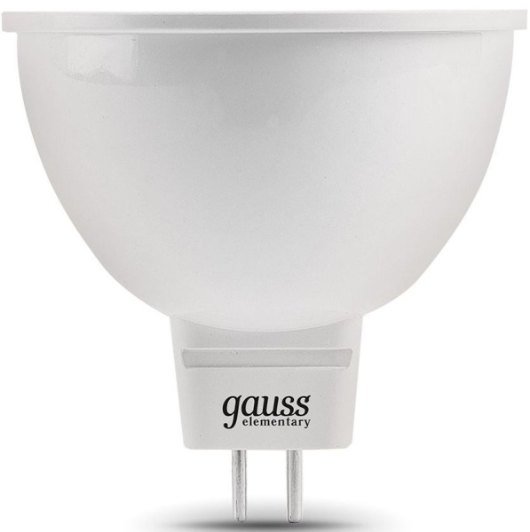 Лампа светодиодная Gauss 5.5Вт цок.:GU5.3 рефлек. 220B 3000K св.свеч.бел.теп. MR16 (упак.:1шт) (13516)