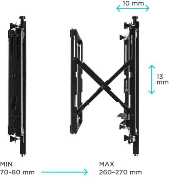 Кронштейн для телевизора Onkron PRO7M черный 40"-70" макс.45кг настенный наклонно-выдвижной