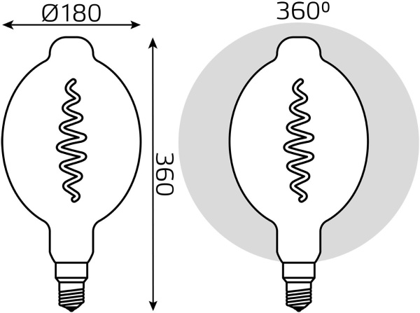 Лампа филам. Gauss Filament Vintage 8.5Вт цок.:E27 шар 220B 1800K св.свеч.бел.теп. (упак.:1шт) (152802005)