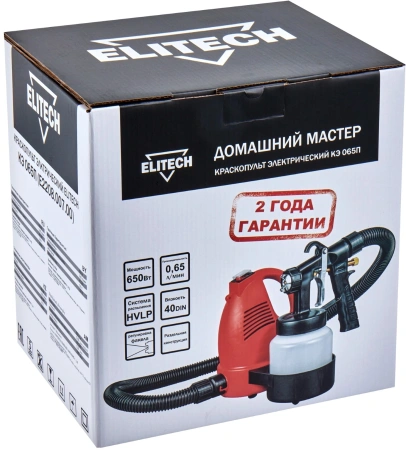 Краскопульт Elitech КЭ 065П 650Вт бак:800мл 800мл/мин