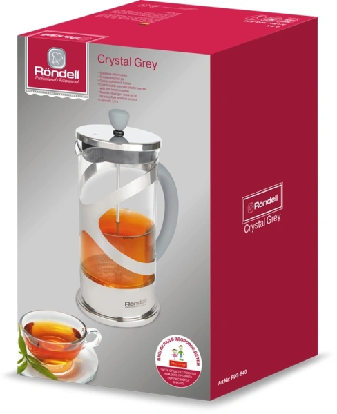 Френч-пресс Rondell Crystal Grey RDS-840 1л серый
