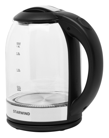 Чайник электрический Starwind SKG2051 1.8л. 1800Вт черный/серебристый (корпус: стекло)