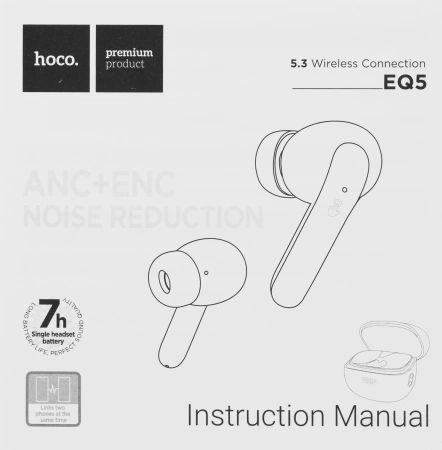 Гарнитура вкладыши Hoco Energy EQ5 черный беспроводные bluetooth