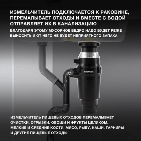 Измельчитель Hyundai HFWD 10390 390Вт черный/черный