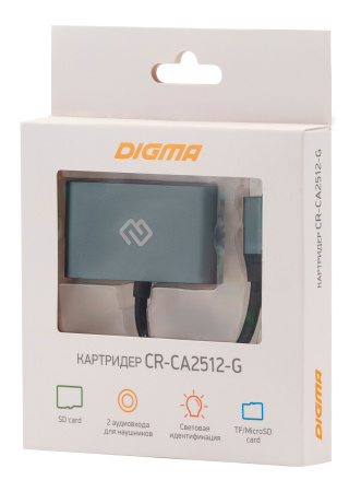 Устройство чтения карт памяти Type C Digma CR-СA2512-G серый