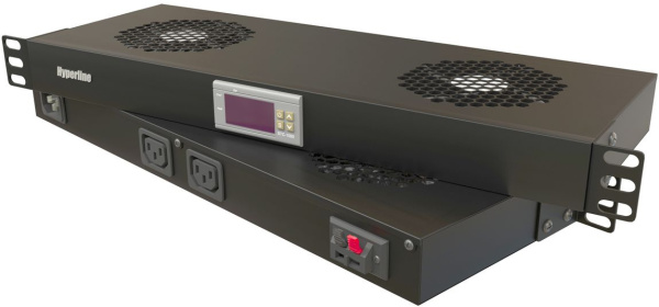 Модуль вентиляторный Hyperline (TRFA-WB-MICR-2F-RAL9004) 2 вент. с термостатом черный (упак.:1шт)