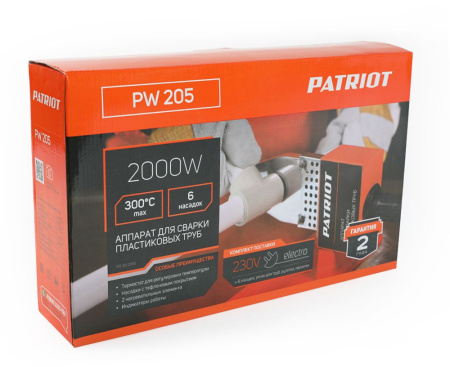 Сварочный аппарат для пластиковых труб Patriot PW 205 раструбная 2кВт (кейс в комплекте)