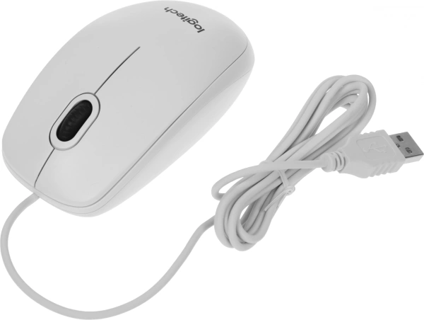 Мышь Logitech B100 белый оптическая 1000dpi USB 2but (910-003360)