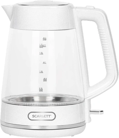 Чайник электрический Scarlett SC-EK27G104 1.7л. 2200Вт белый корпус: стекло/пластик