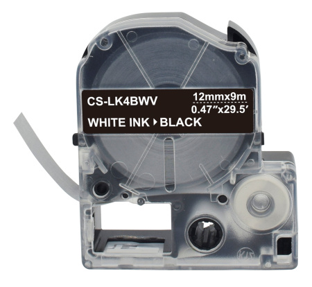 Картридж ленточный Cactus CS-LK4BWV LK-4BWV белый на черном 12x9 для Epson LW300/LW400/LW700/LW600P/LW1000P/K400/Z700/Z900