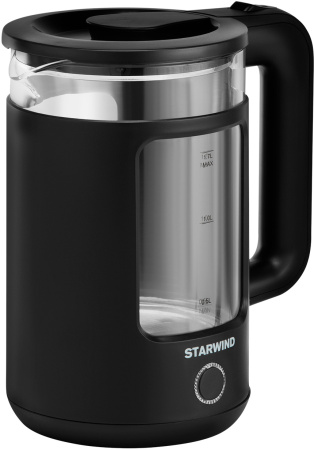 Чайник электрический Starwind SKG1053 1.7л. 1800Вт черный (корпус: стекло)