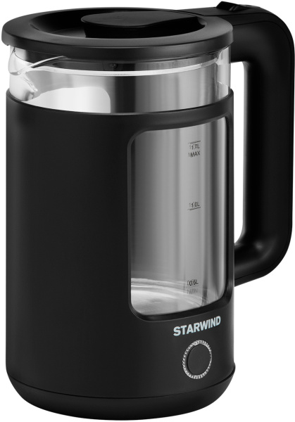Чайник электрический Starwind SKG1053 1.7л. 1800Вт черный (корпус: стекло)