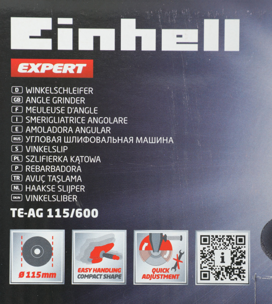 Углошлифовальная машина Einhell TE-AG 115/600 600Вт 12000об/мин рез.шпин.:M22.2 d=115мм