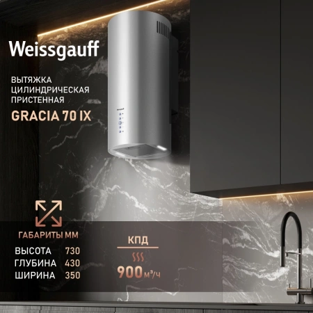 Вытяжка каминная Weissgauff Gracia 70 IX нержавеющая сталь управление: кнопочное (1 мотор)