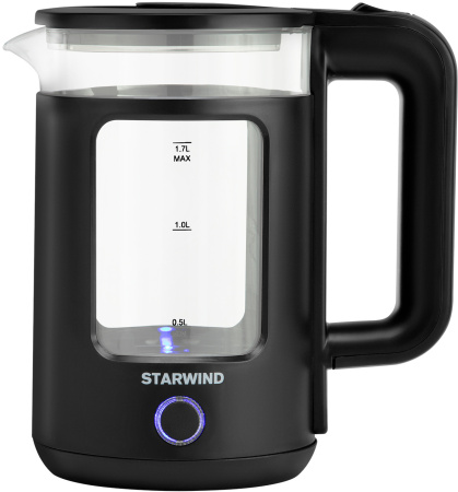 Чайник электрический Starwind SKG1053 1.7л. 1800Вт черный (корпус: стекло)