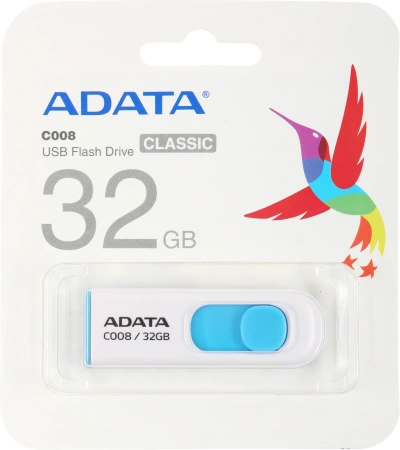 Флеш Диск A-Data 32Gb Classic C008 AC008-32G-RWE USB2.0 белый/синий