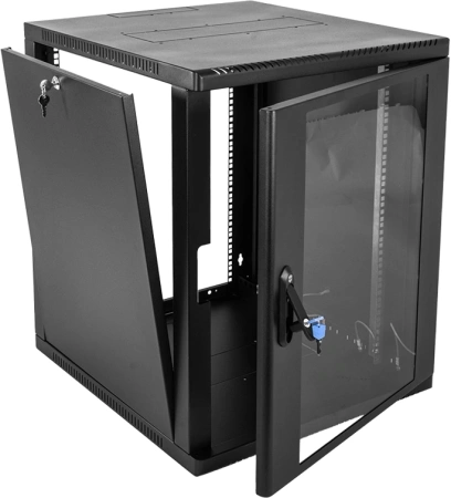 Шкаф коммутационный ЦМО (ШРН-12.650-9005) настенный 12U 600x658мм пер.дв.стекл 200кг серый 600мм 180град.