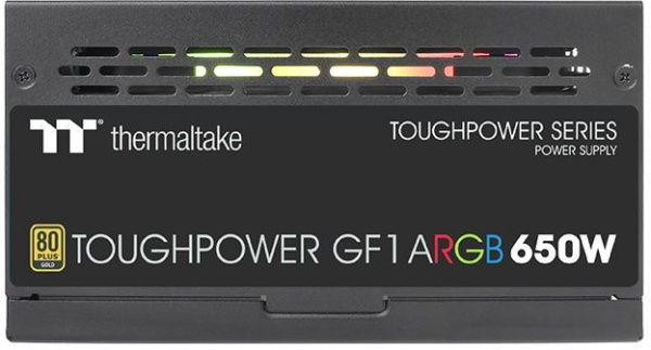 Блок питания Thermaltake ATX 650W Toughpower GF1 ARGB 80+ gold (24+4+4pin) APFC 140mm fan color LED 9xSATA Cab Manag RTL