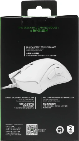 Мышь Razer DeathAdder Essential белый оптическая 6400dpi USB для ноутбука 5but (RZ01-03850200-R3C1)