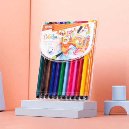 Фломастеры Deli EC157-24 ColoRun 24цв. пакет с европодвесом