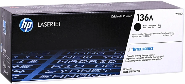 Картридж лазерный HP 136A W1360A черный (1150стр.) для HP LJ M211d/MFP M236