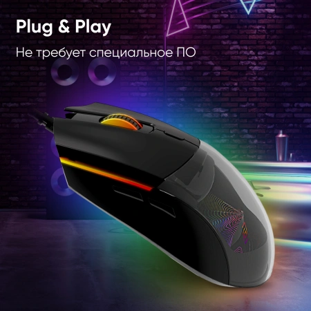 Мышь Оклик 714GM черный оптическая (3200dpi) USB (7but)