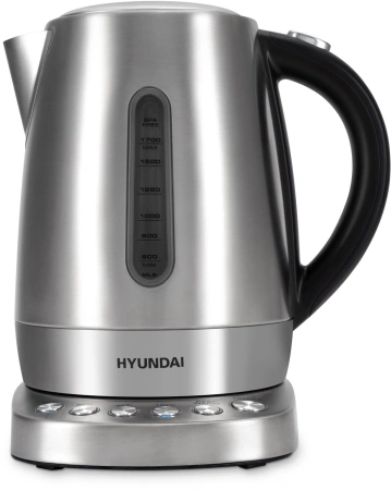 Чайник Hyundai HYK-S7770 1.7л. 2200Вт серебристый/черный (металл)