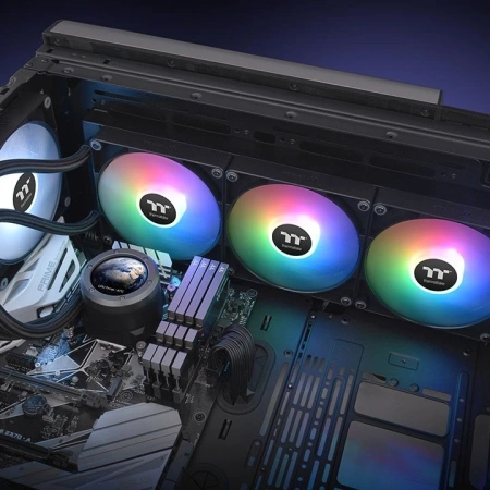 Система водяного охлаждения Thermaltake TH420 V2 Ultra ARGB Soc-AM5/AM4/1200/1700/1851 черный 4-pin 34.7dB Al+Cu LCD Ret (CL-W386-PL14SW-A)