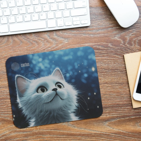 Коврик для мыши Cactus White Cat 220x180x2мм (CS-MPC-P06XS)