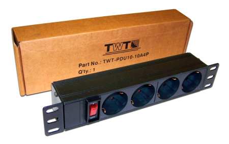 Блок распределения питания Lanmaster TWT-PDU10-10A4P гор.размещ. 4xSchuko 10A